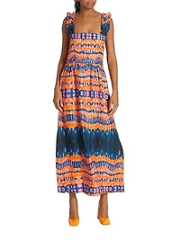 Caroline Geometric Braided-Strap Maxi Dress