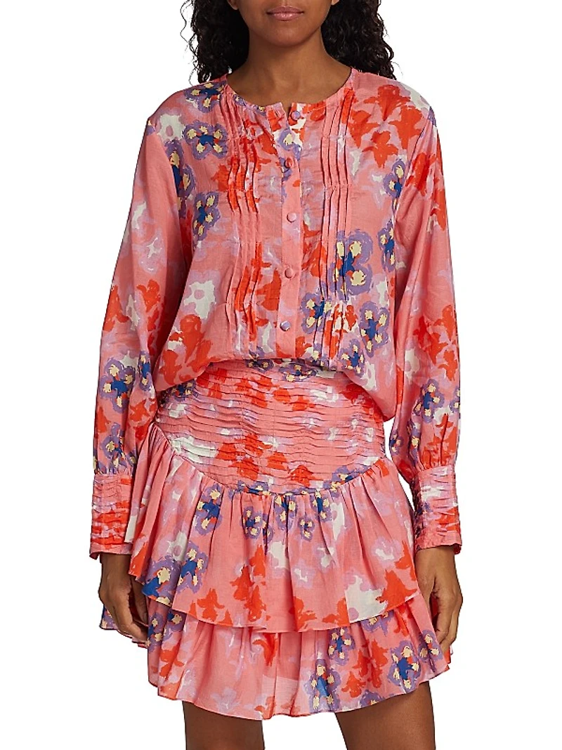 Aura Floral Pleated Blouse