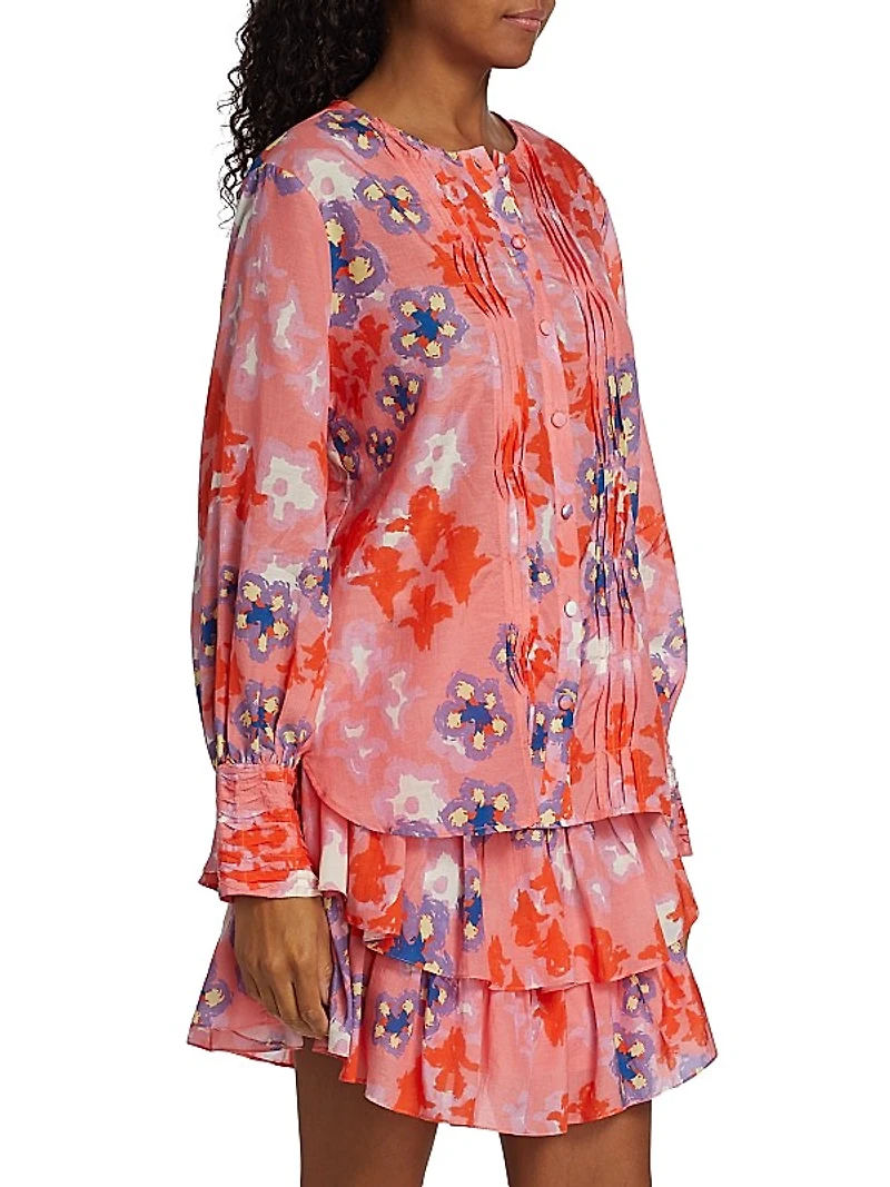 Aura Floral Pleated Blouse