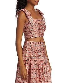 Elsa Geometric Pleated Crop Top