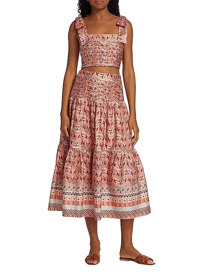 Elsa Geometric Pleated Crop Top