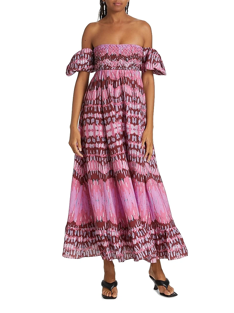 Vanessa Ikat Off-The-Shoulder Maxi Dress