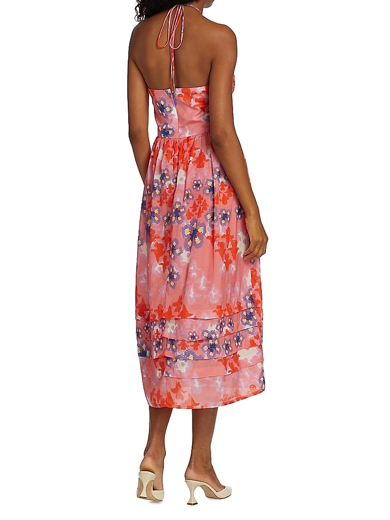 Caterina Floral Halter-Neck Midi-Dress