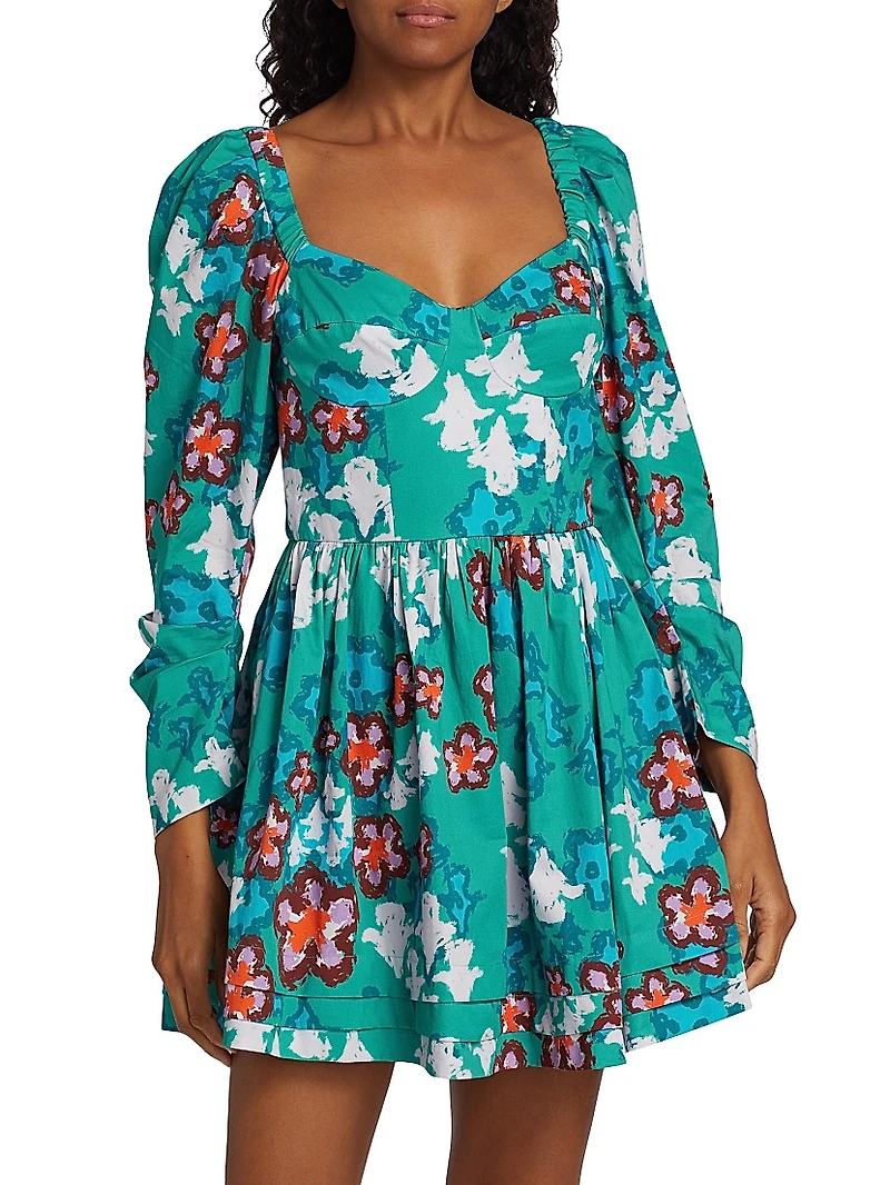 Nina Floral Long-Sleeve Minidress