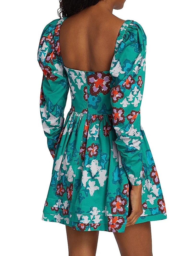Nina Floral Long-Sleeve Minidress
