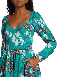 Nina Floral Long-Sleeve Minidress