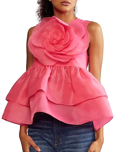Flower Tiered Organza Top
