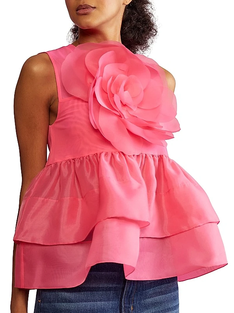 Flower Tiered Organza Top