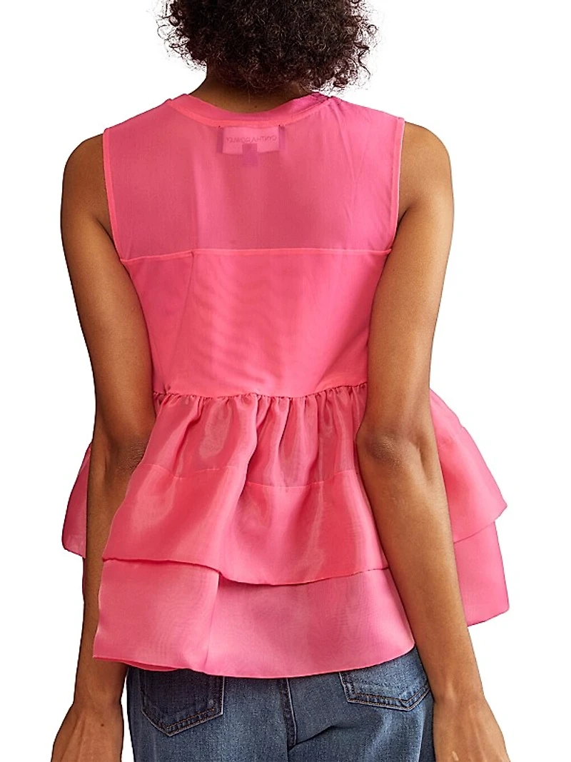 Flower Tiered Organza Top