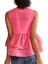 Flower Tiered Organza Top