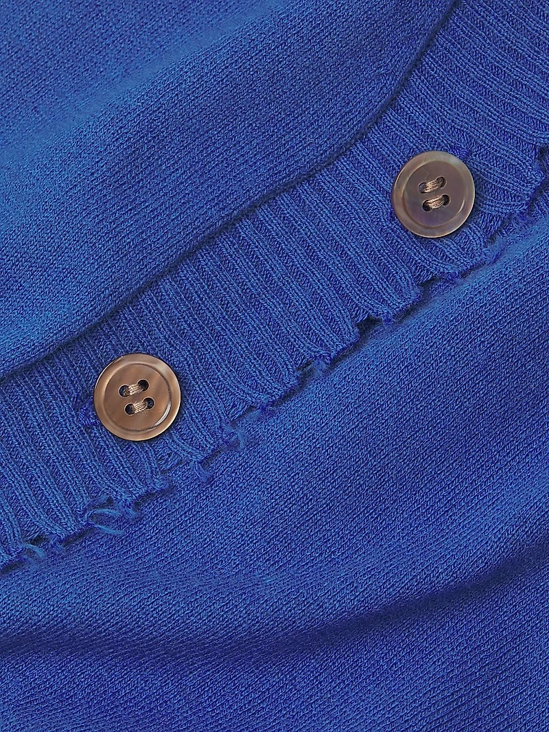 Knit Striped-Cuff Cardigan