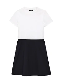 Short-Sleeve Mixed-Media Minidress