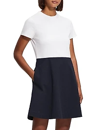 Short-Sleeve Mixed-Media Minidress