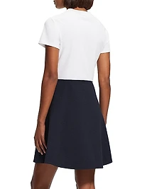 Short-Sleeve Mixed-Media Minidress