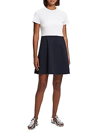 Short-Sleeve Mixed-Media Minidress