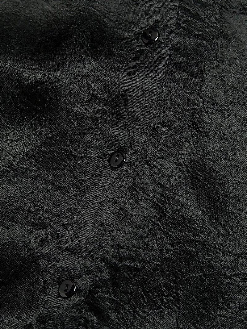 Textured Satin Button-Front Shirt