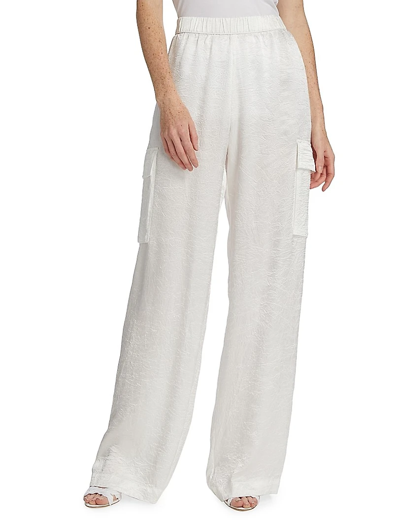 Textured Satin Cargo Pants