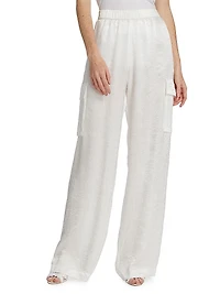 Textured Satin Cargo Pants