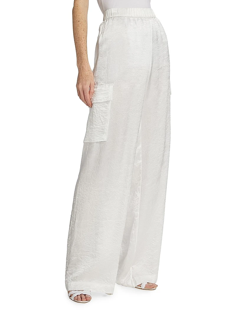 Textured Satin Cargo Pants