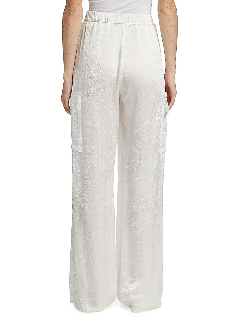 Textured Satin Cargo Pants