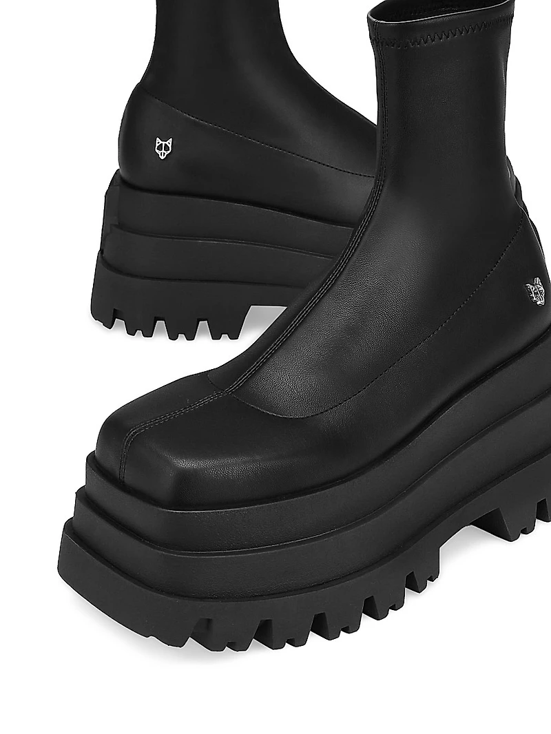 Sassy Black Stretch Platform Boots