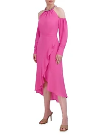 Asymmetric Cut-Out Midi-Dress