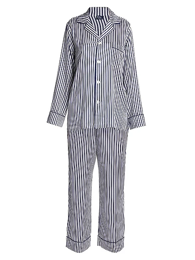 Heritage Laurel Striped Silk Pajama Set