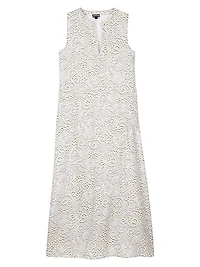 Split-Neck Lace-Print Maxi Dress