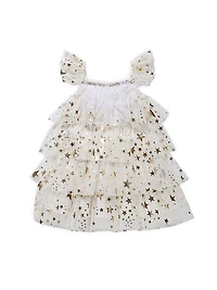 Little Girl's Metallic Star Layered Tulle Dress