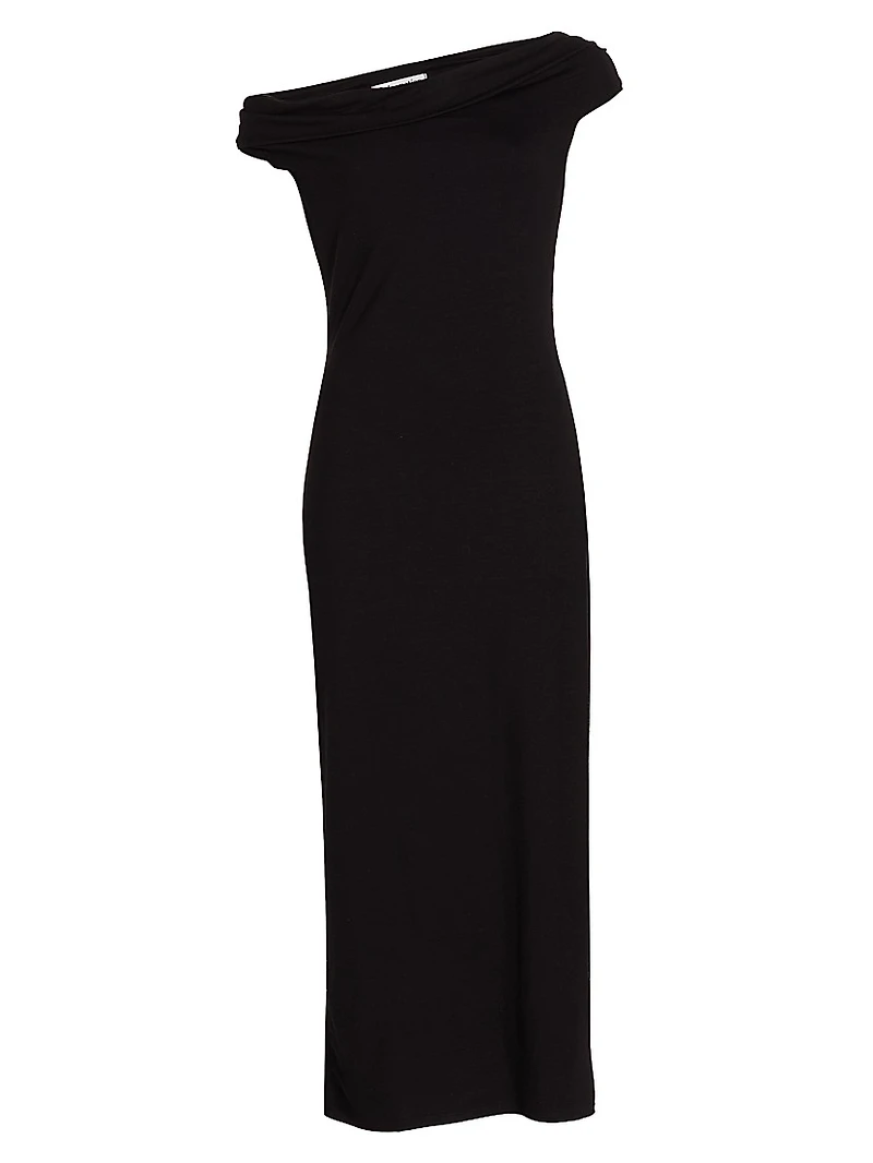 Jaman Draped One-Shoulder Midi-Dress