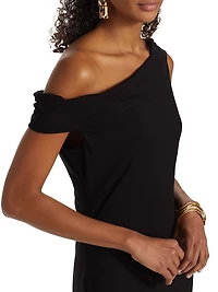 Jaman Draped One-Shoulder Midi-Dress