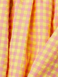 Smocked Gingham-Printed Midi-Dress