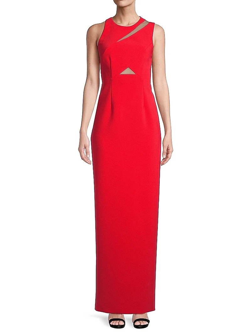 Octavia Slashed Stretch Crepe Column Gown