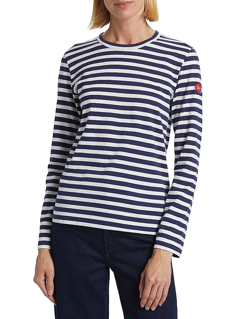 Long-Sleeve Striped Cotton T-Shirt