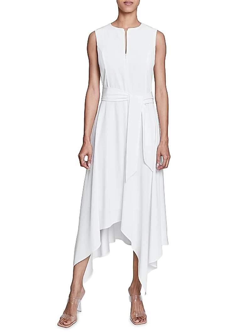 Natasha Belted Asymmetric Maxi Dress
