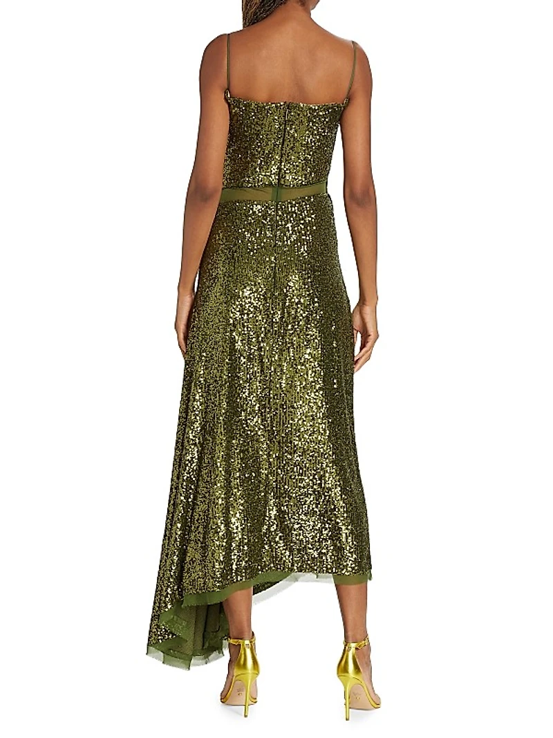 Asymetric Sequin & Chiffon Slipdress