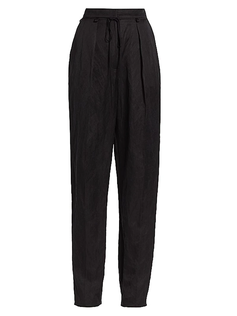 Straight-Leg Linen-Blend Pants