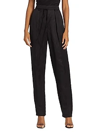 Straight-Leg Linen-Blend Pants