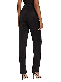 Straight-Leg Linen-Blend Pants