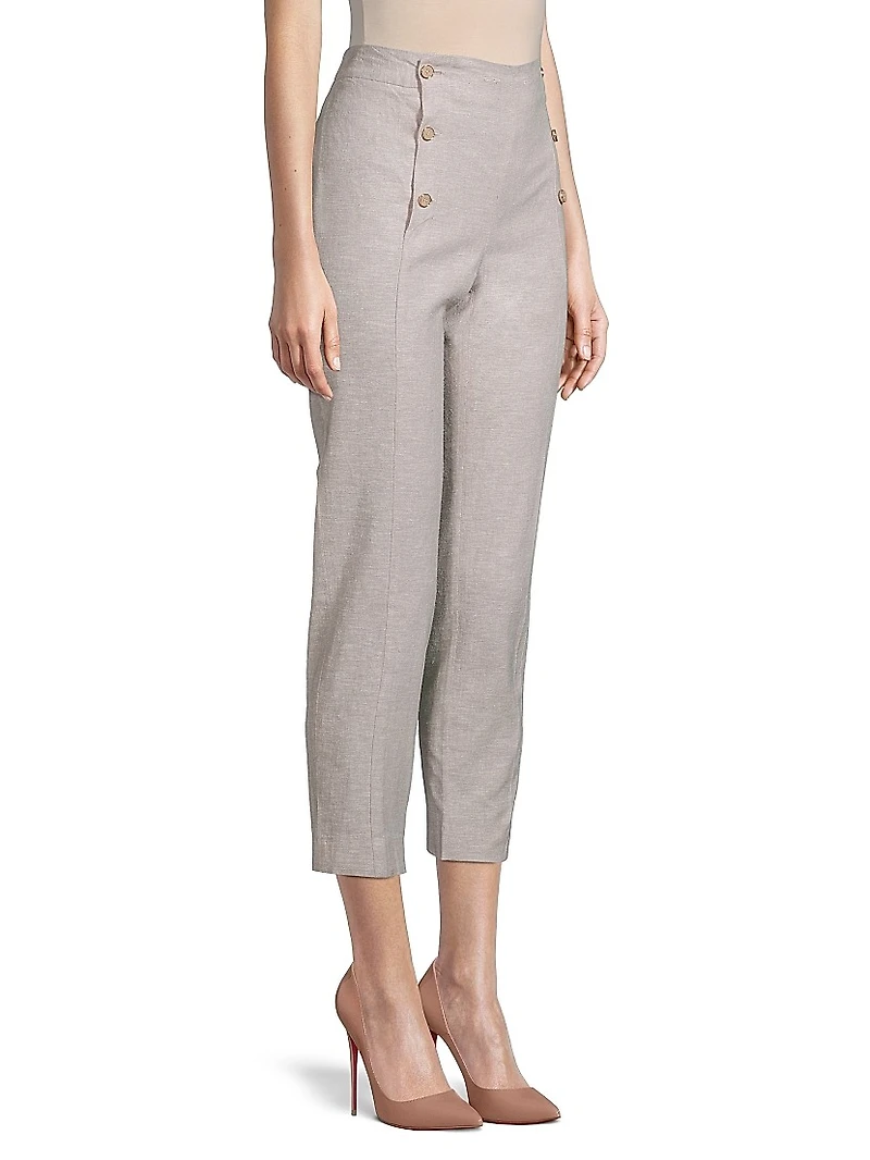 Straight-Leg Linen-Blend Sailor Pants