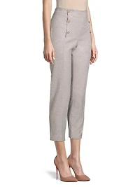 Straight-Leg Linen-Blend Sailor Pants