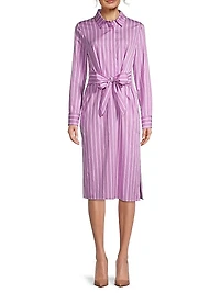 Striped Tie-Front Shirtdress