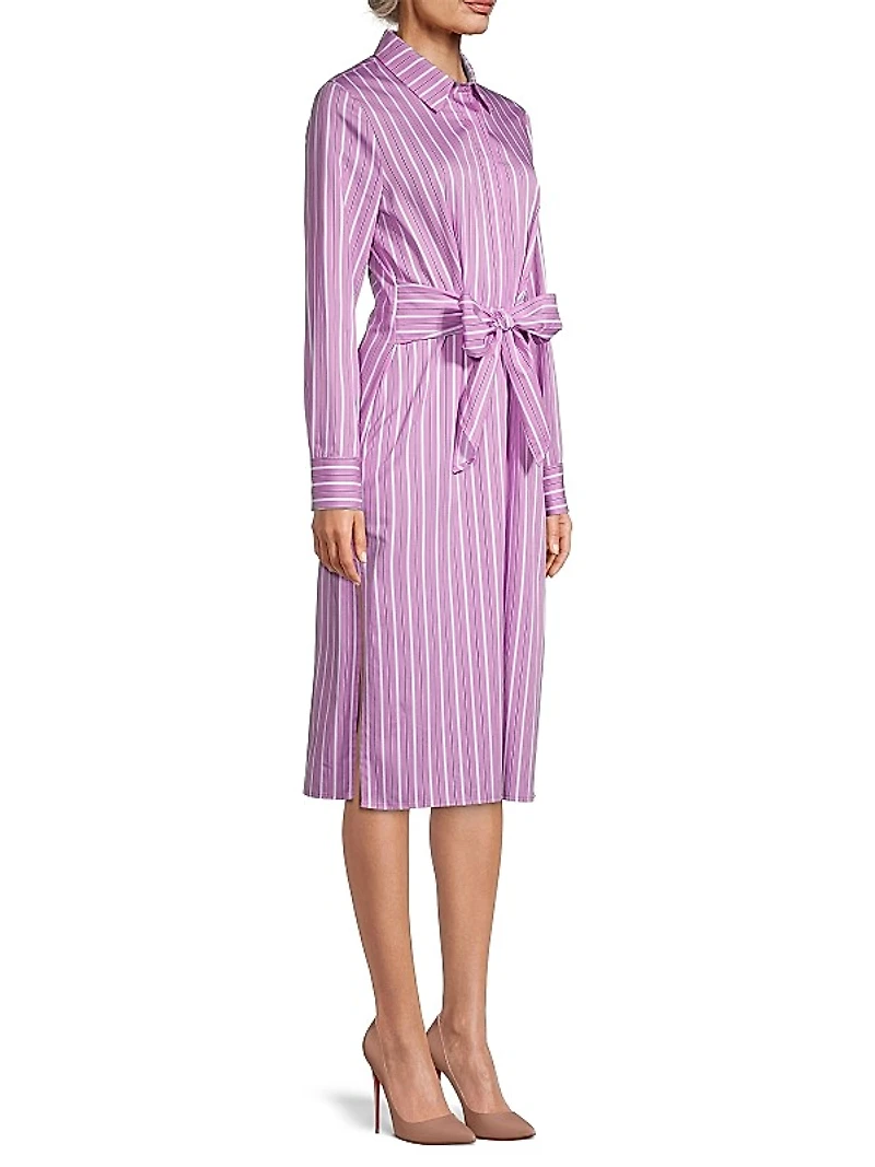 Striped Tie-Front Shirtdress