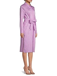 Striped Tie-Front Shirtdress