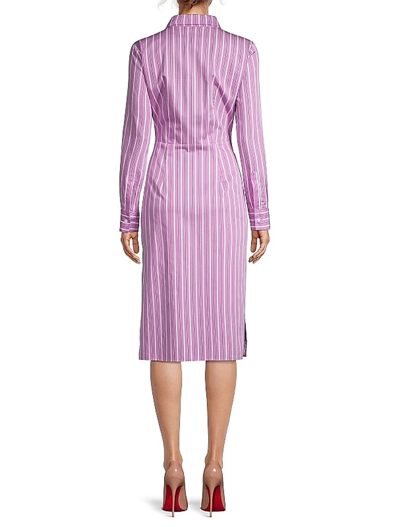 Striped Tie-Front Shirtdress
