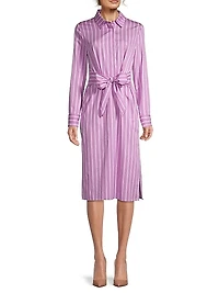 Striped Tie-Front Shirtdress