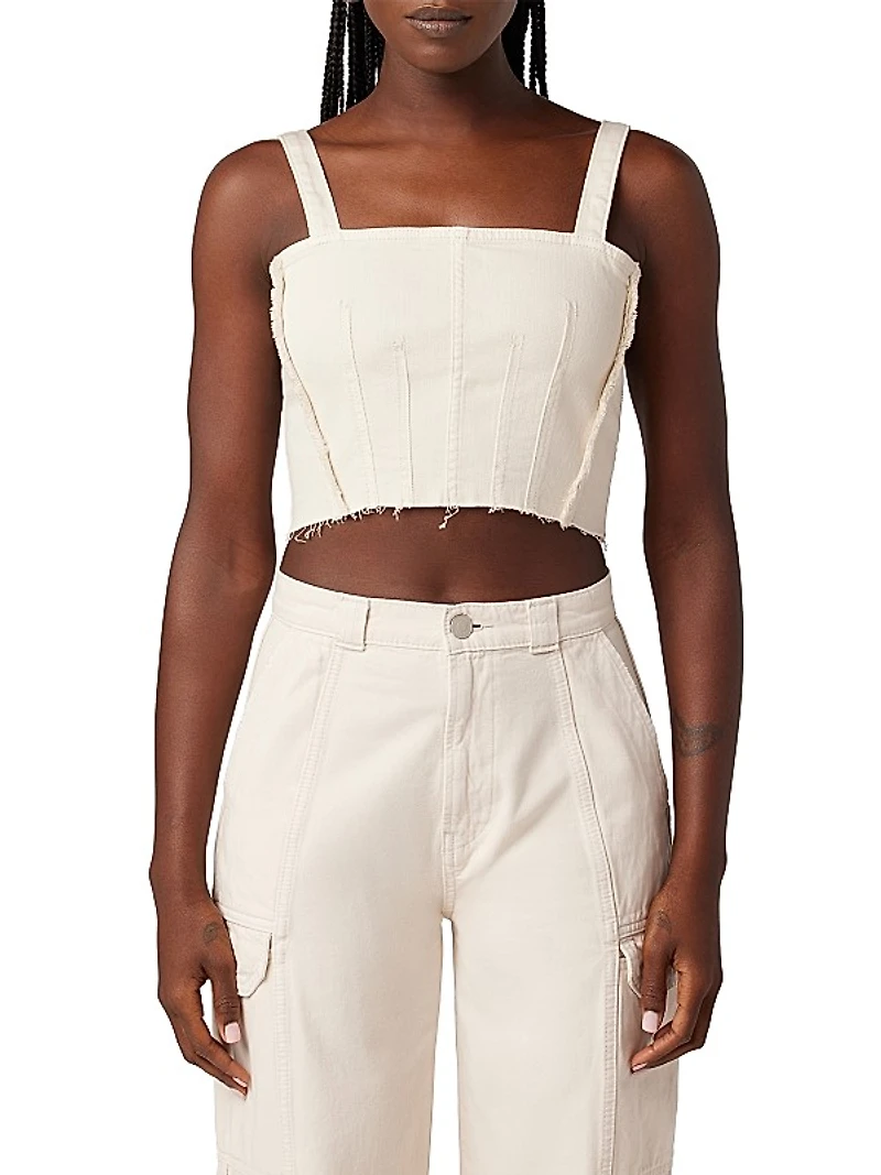 Cropped Denim Corset Top