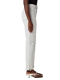 Jade Distressed Straight-Leg Jeans