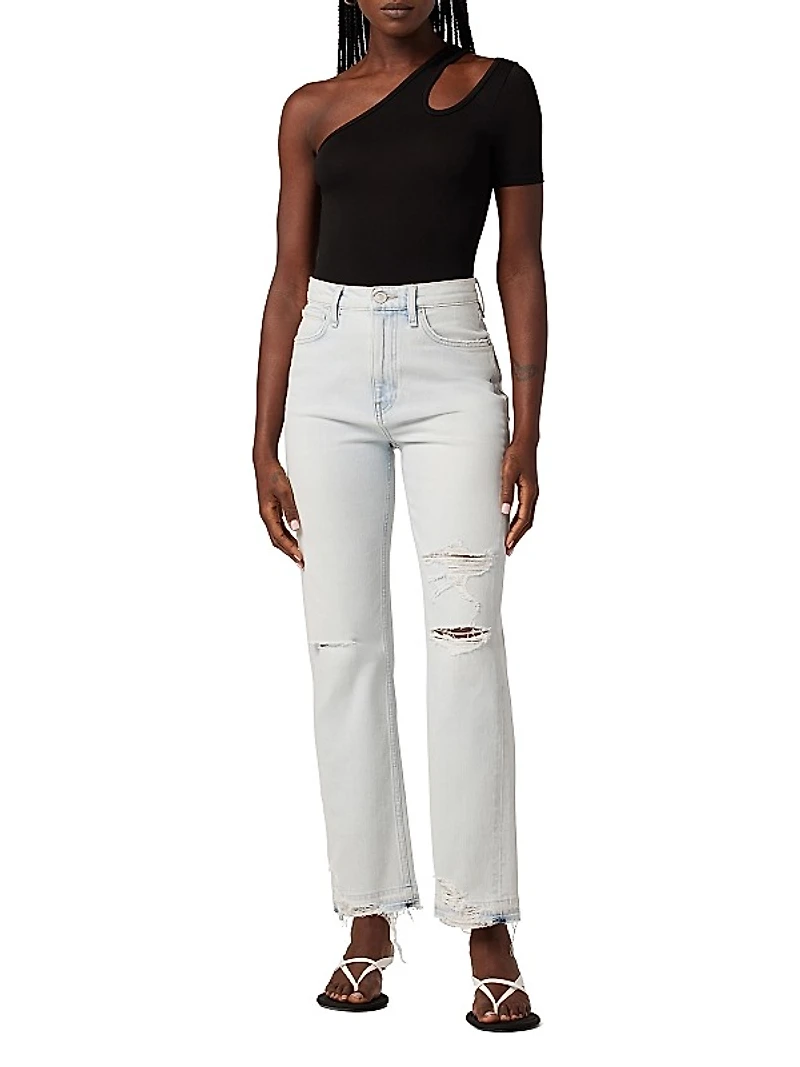 Jade Distressed Straight-Leg Jeans