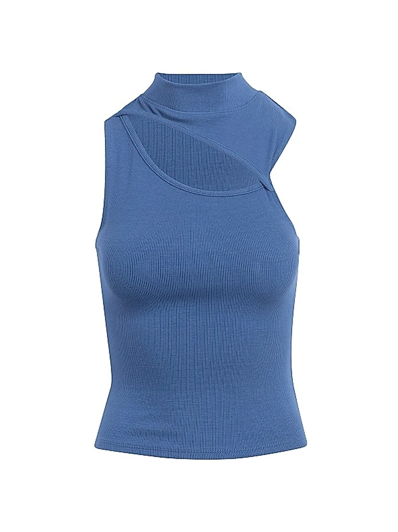 Mock Neck Cut-Out Tank Top